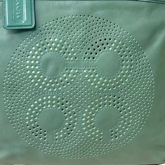 Coach Women's Laser-Cut Signature Aubrey Leigh Slim Leather Tote 17041 - Picture 3 of 14